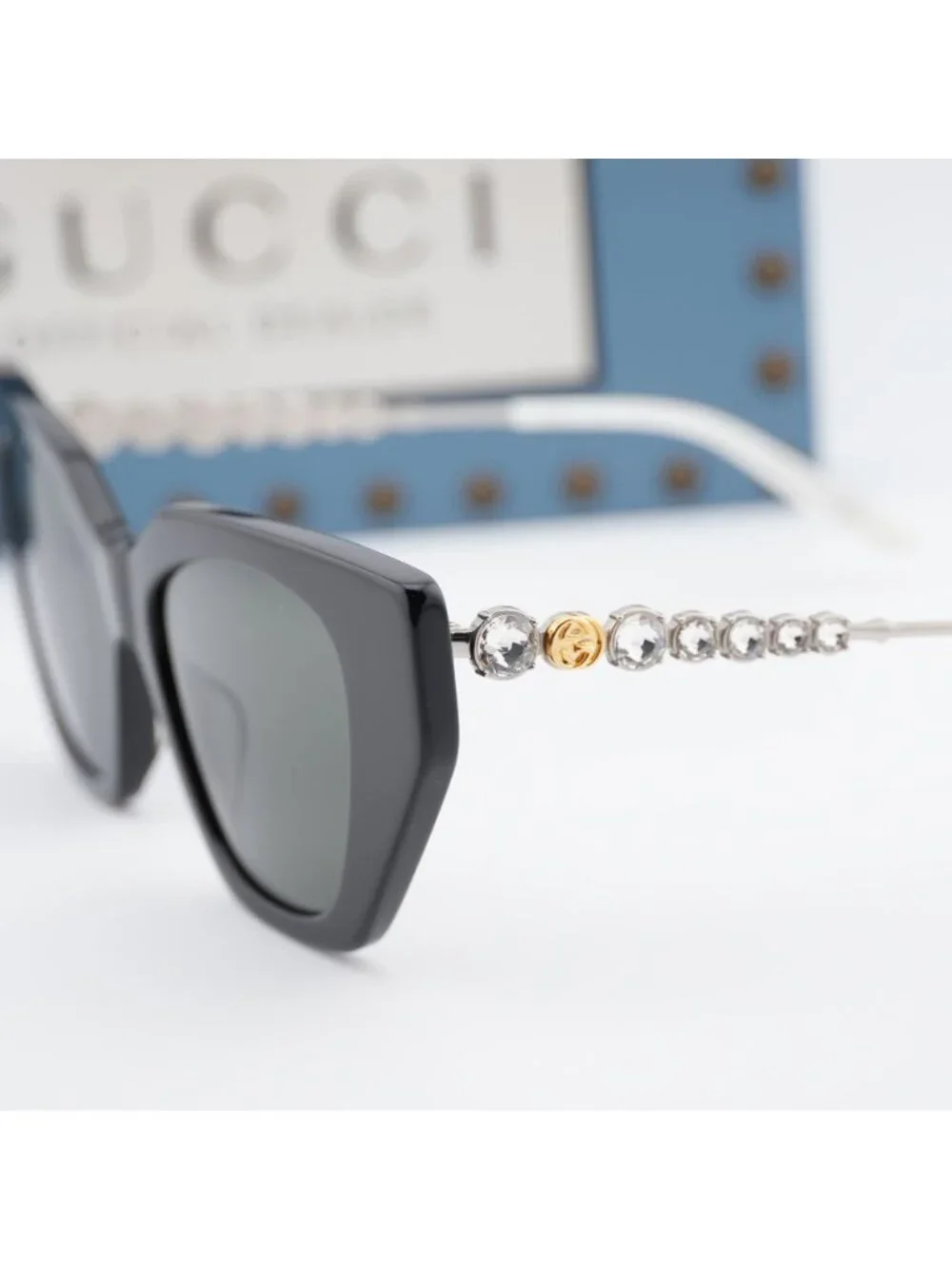 Gucci GG0641S 001 Cat Eye Sunglasses - Black / Grey